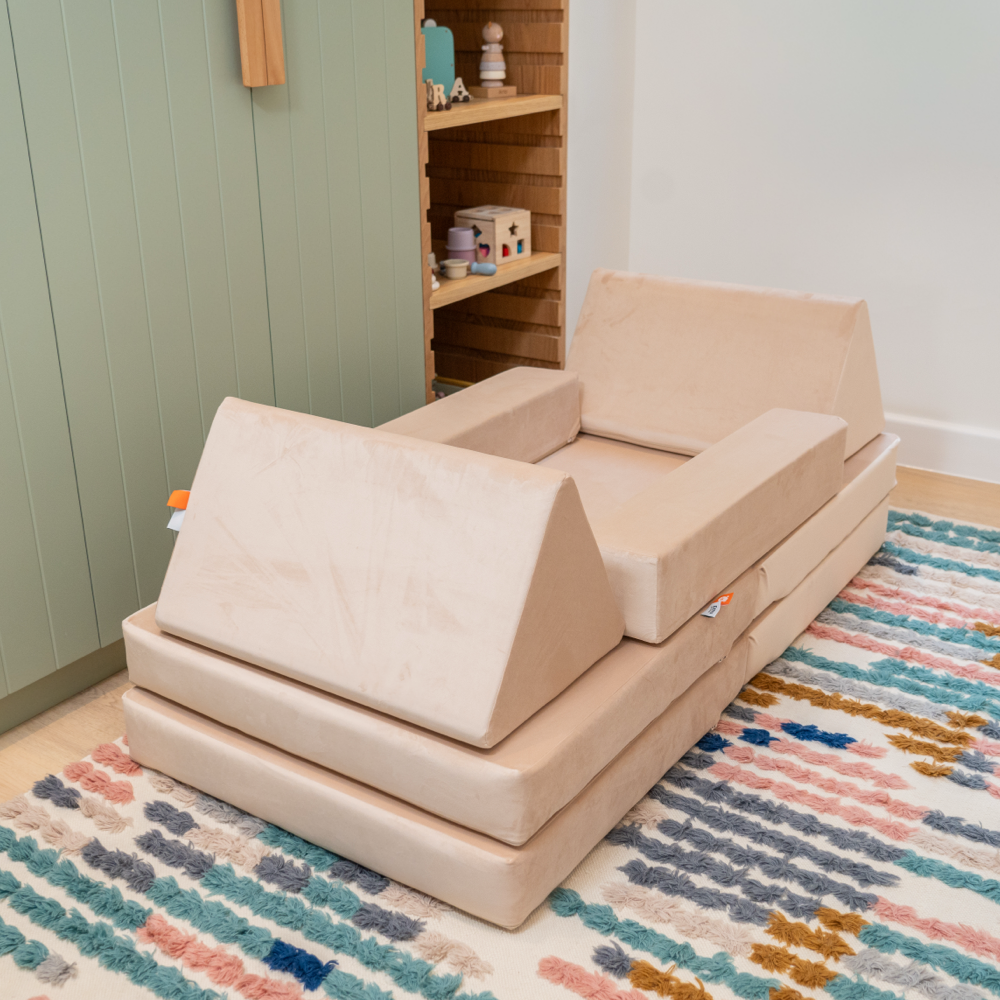 Ezzro - Modular Kids Play Sofa - 10 Pcs - Warm Beige
