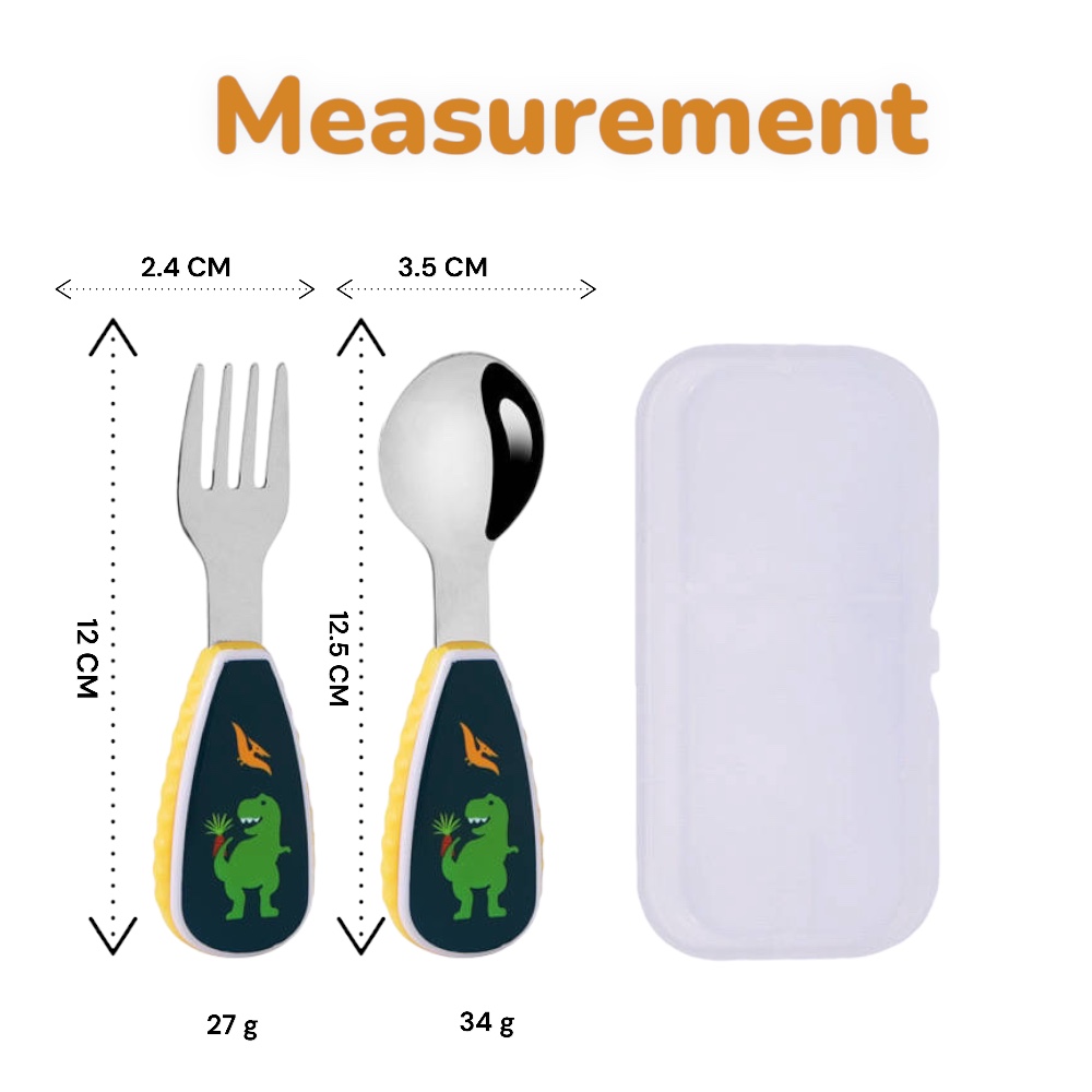 Doodle Kiddo Kids Cutlery Set With Case - Dinosaur - 2pcs