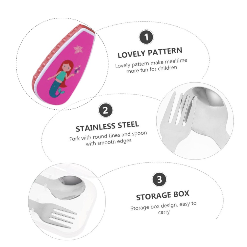 Doodle Kiddo Kids Cutlery Set With Case - Mermaid - 2pcs