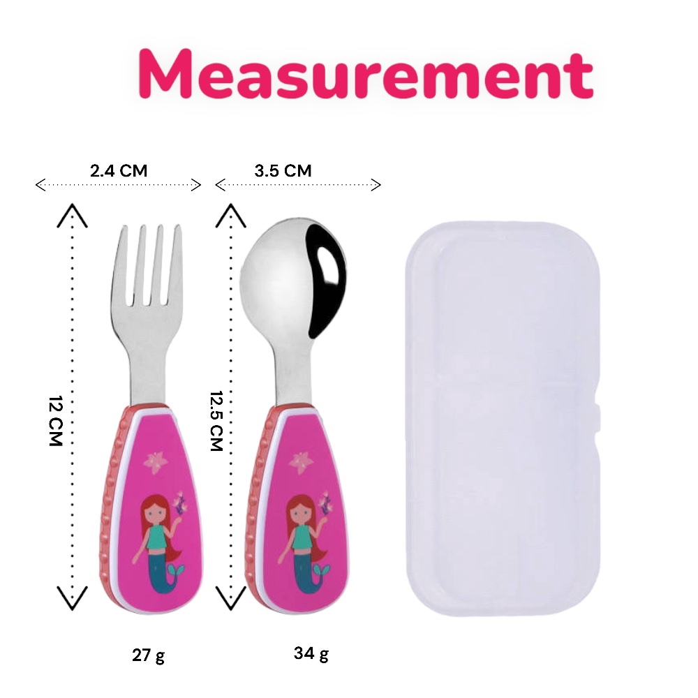 Doodle Kiddo Kids Cutlery Set With Case - Mermaid - 2pcs