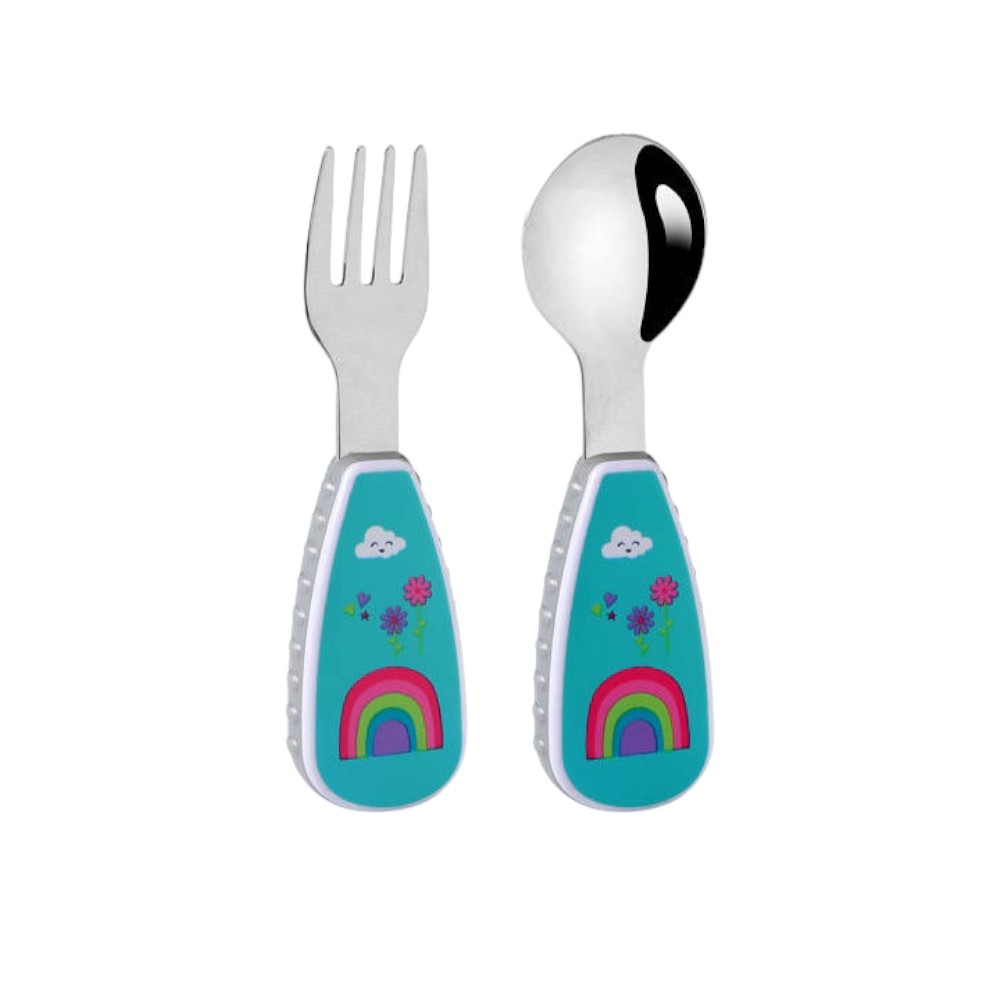 Doodle Kiddo Kids Cutlery Set With Case - Rainbow - 2pcs