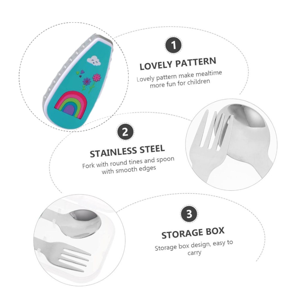 Doodle Kiddo Kids Cutlery Set With Case - Rainbow - 2pcs