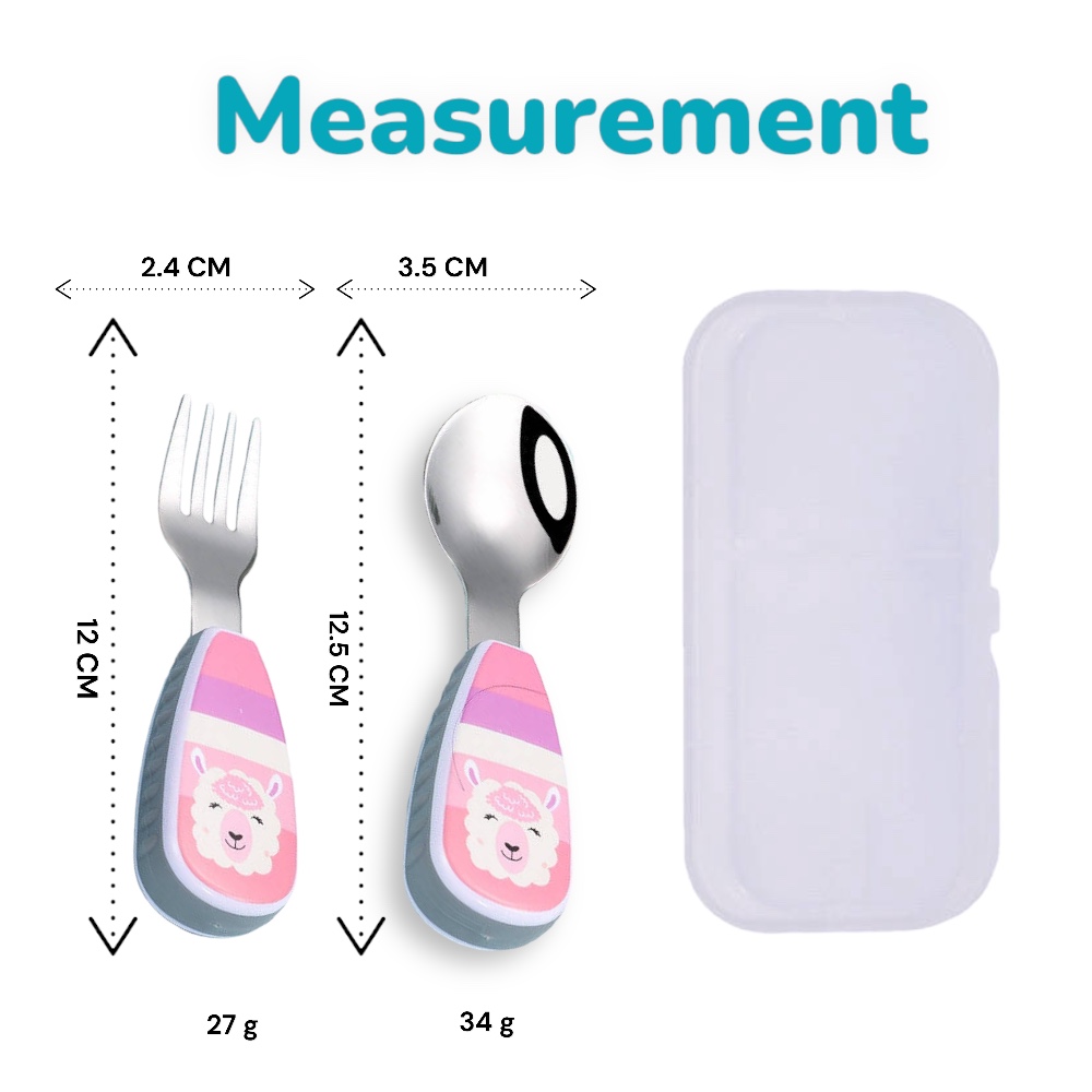 Doodle Kiddo Kids Cutlery Set With Case - Sheep - 2pcs