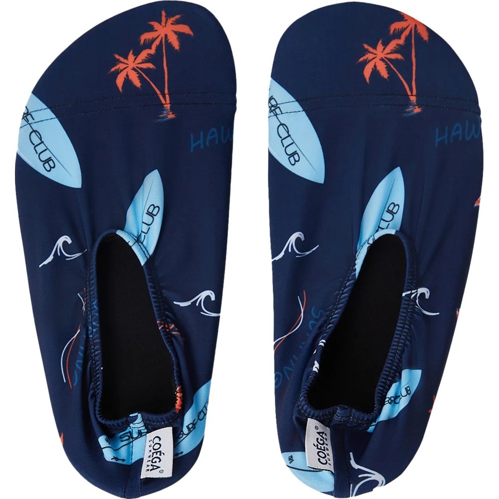 Coega Sunwear - Boy's Pool Shoes - Navy Peach Palms