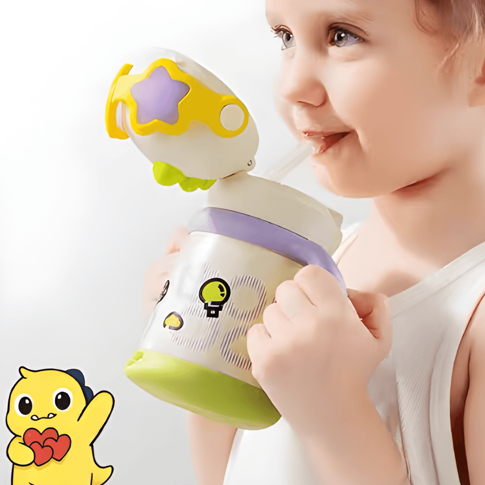 Babycare - Stylish T-Rex Vacuum Bottle - Blue - 450 ml