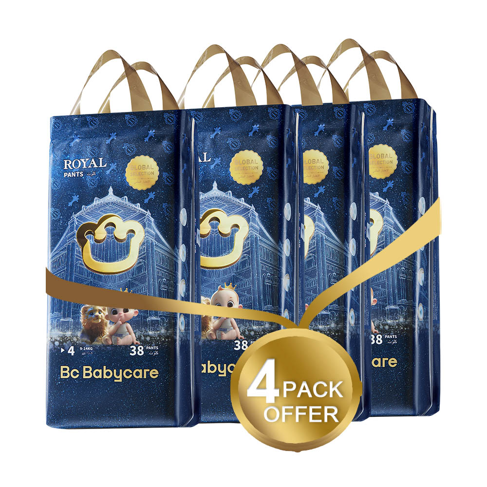 بيبي كير - حفاضات كلوت رويال للأطفال - حجم 4 9-14 كلغ - 152 حفاض - 4 عبوات