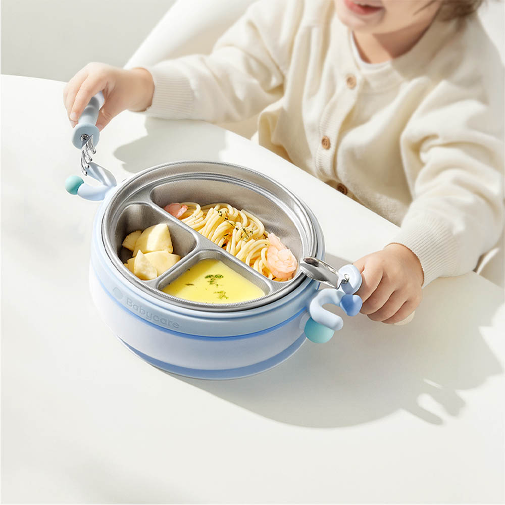 بيبي كير - مجموعة صحن الطعام للتسخين والتبريد بالماء بادزي - أزرق ماوسون