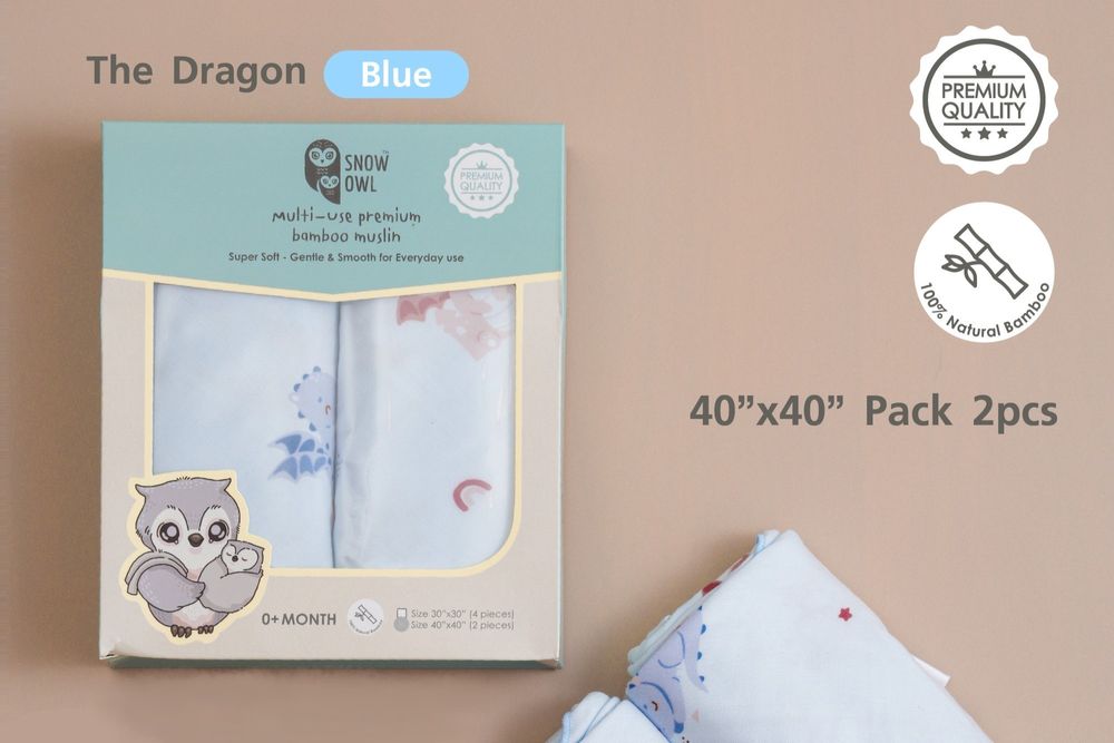 Snow Owl - Multi-Use Premium Bamboo Muslin Cloth - The Dragon - 2 Pcs