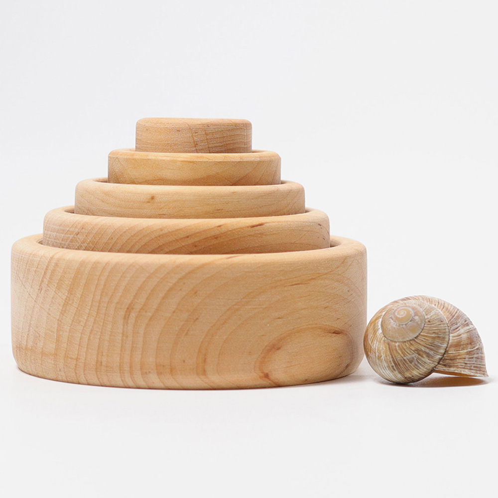 Grimm's - Set Of Stacking Bowls - 5pcs - Natural