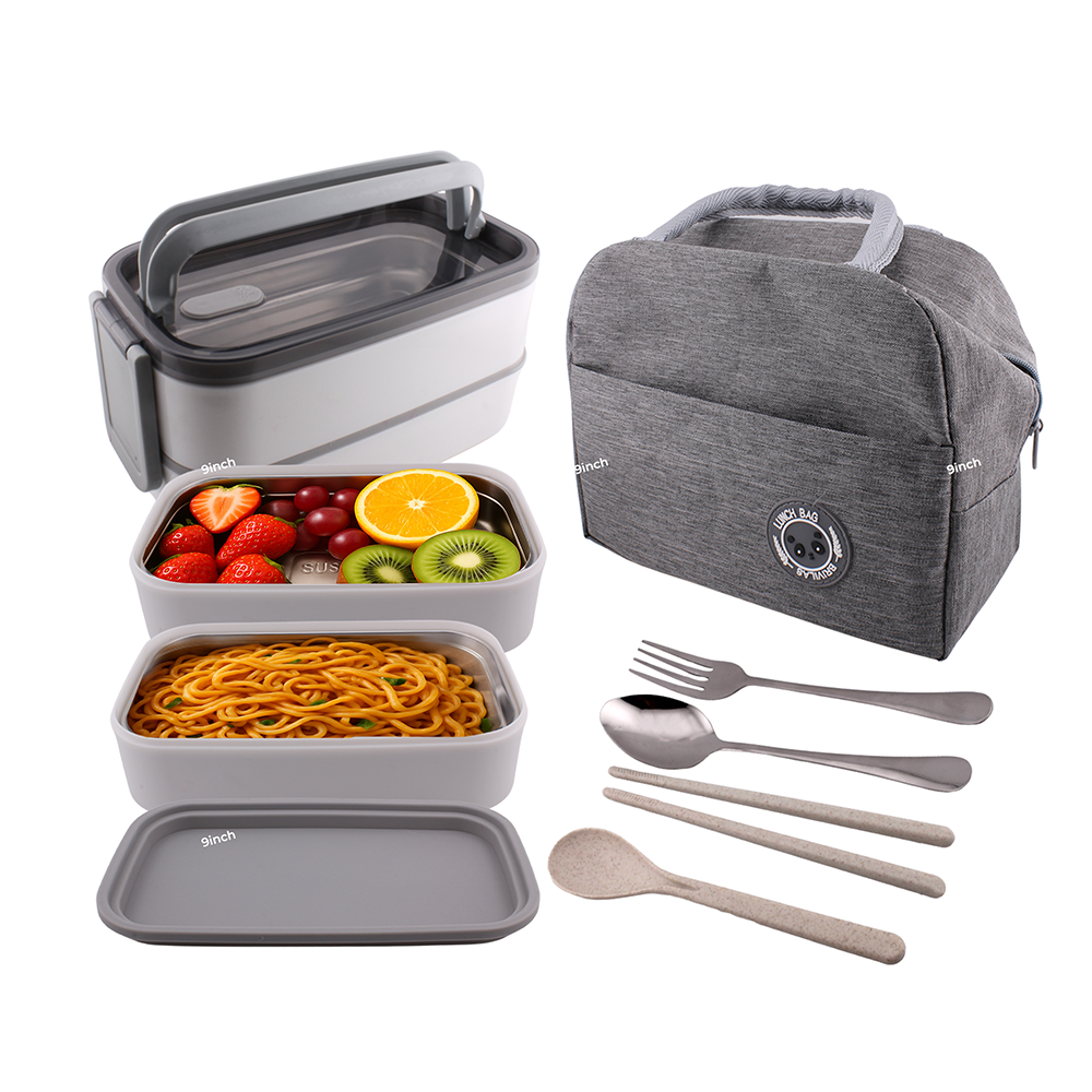 Cravista - 2 Tier Bento Box with Lunch Bag & Cutlery Set