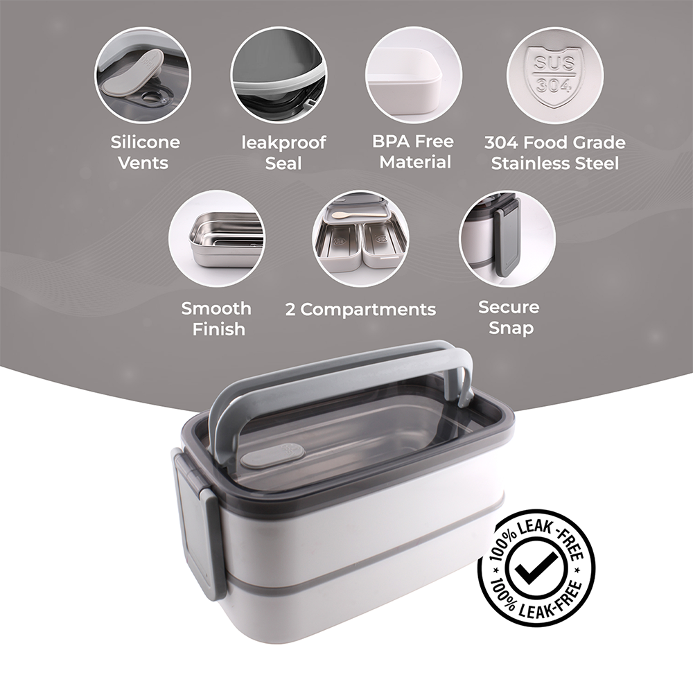 Cravista - 2 Tier Bento Box with Lunch Bag & Cutlery Set