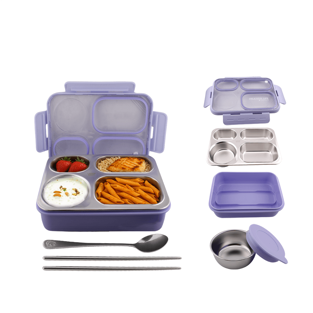 Cravista - 4-Compartments Bento Lunch Box - Multicolor - 950 ml