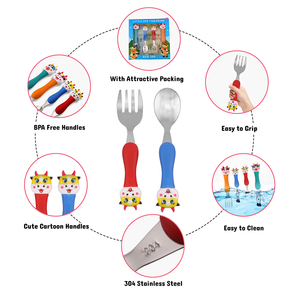 Cravista - Cow Kids Cutlery Set - 4pcs