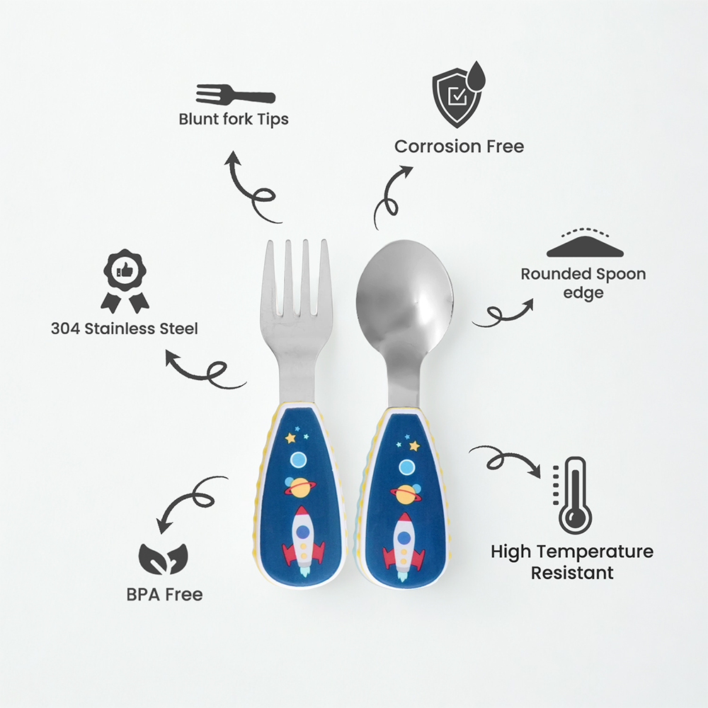Cravista - Stainless Steel Kids Cutlery Set Fork And Spoon