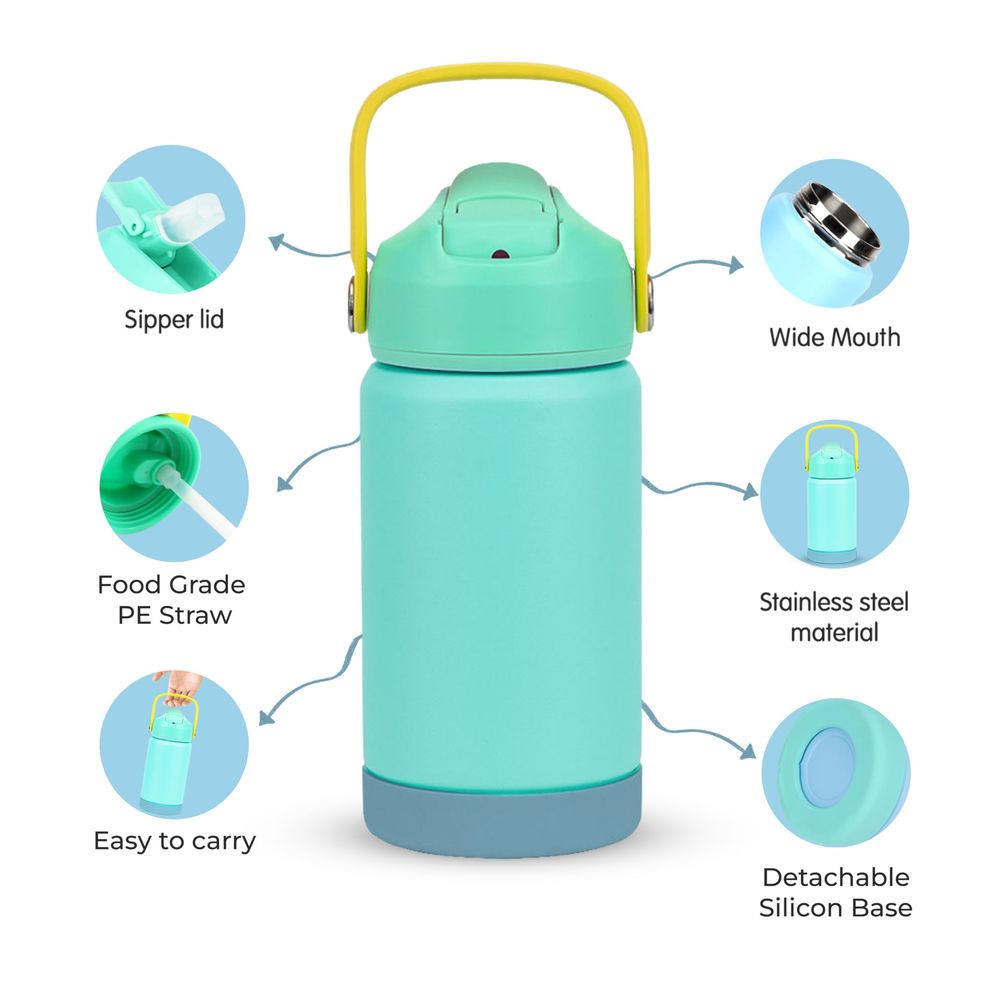 Cravista - Insulated Stainless Steel Leak-proof Kids Water Bottle With Straw & Handle - 350ml