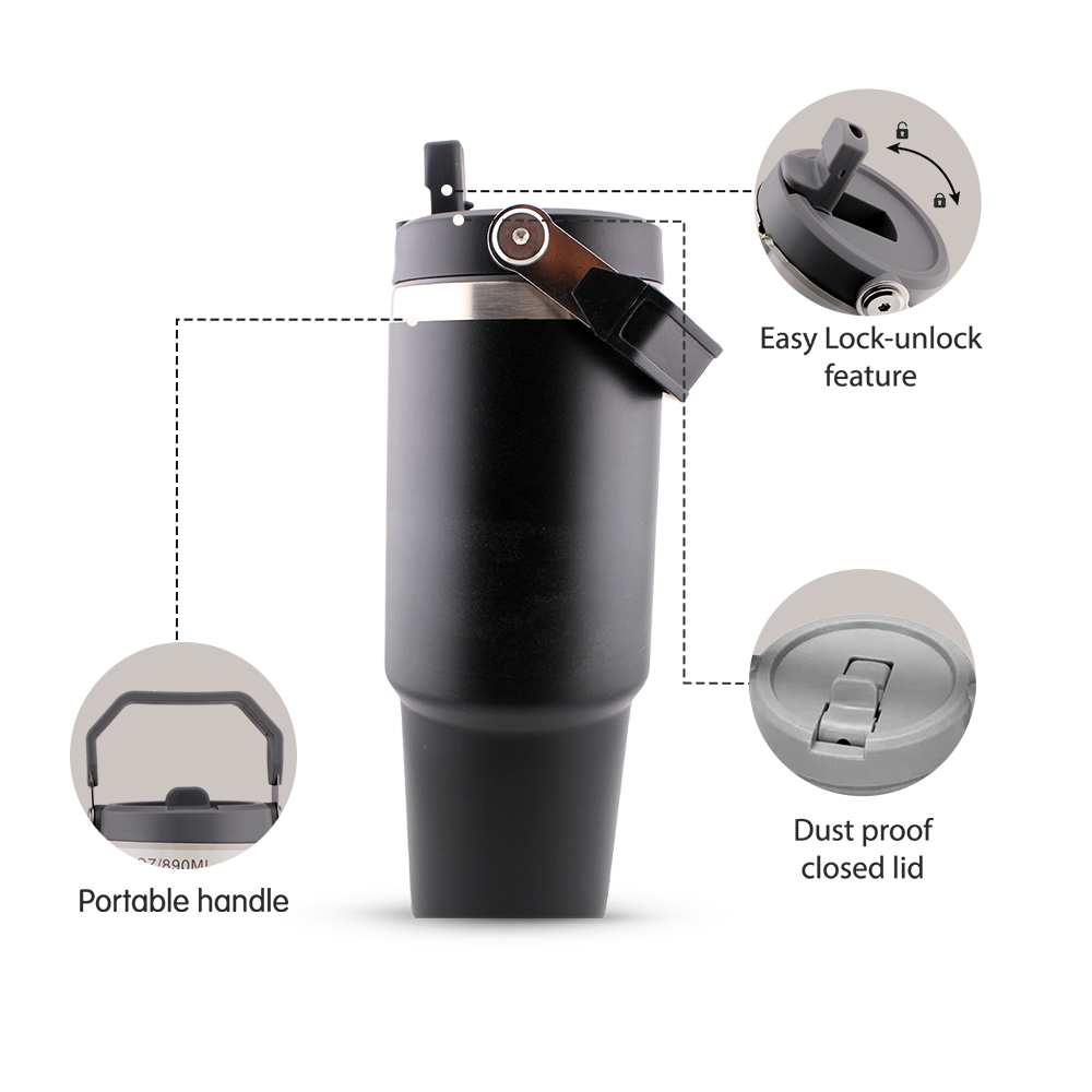 Cravista - Leakproof Stainless Steel Vacuum Insulated Water Bottle With Straw - 900ml