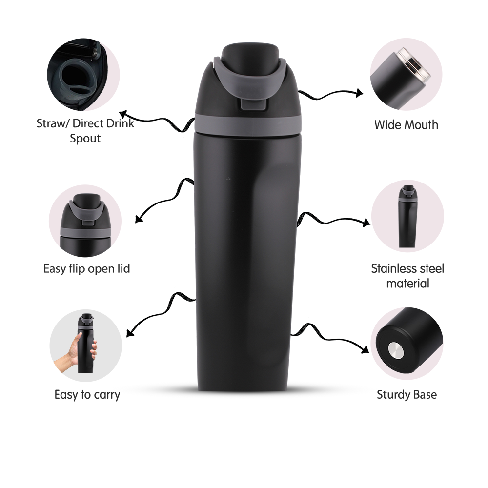 Cravista - Insulated Stainless Steel Leak-proof Kids Water Bottle With Straw & Handle - 350ml