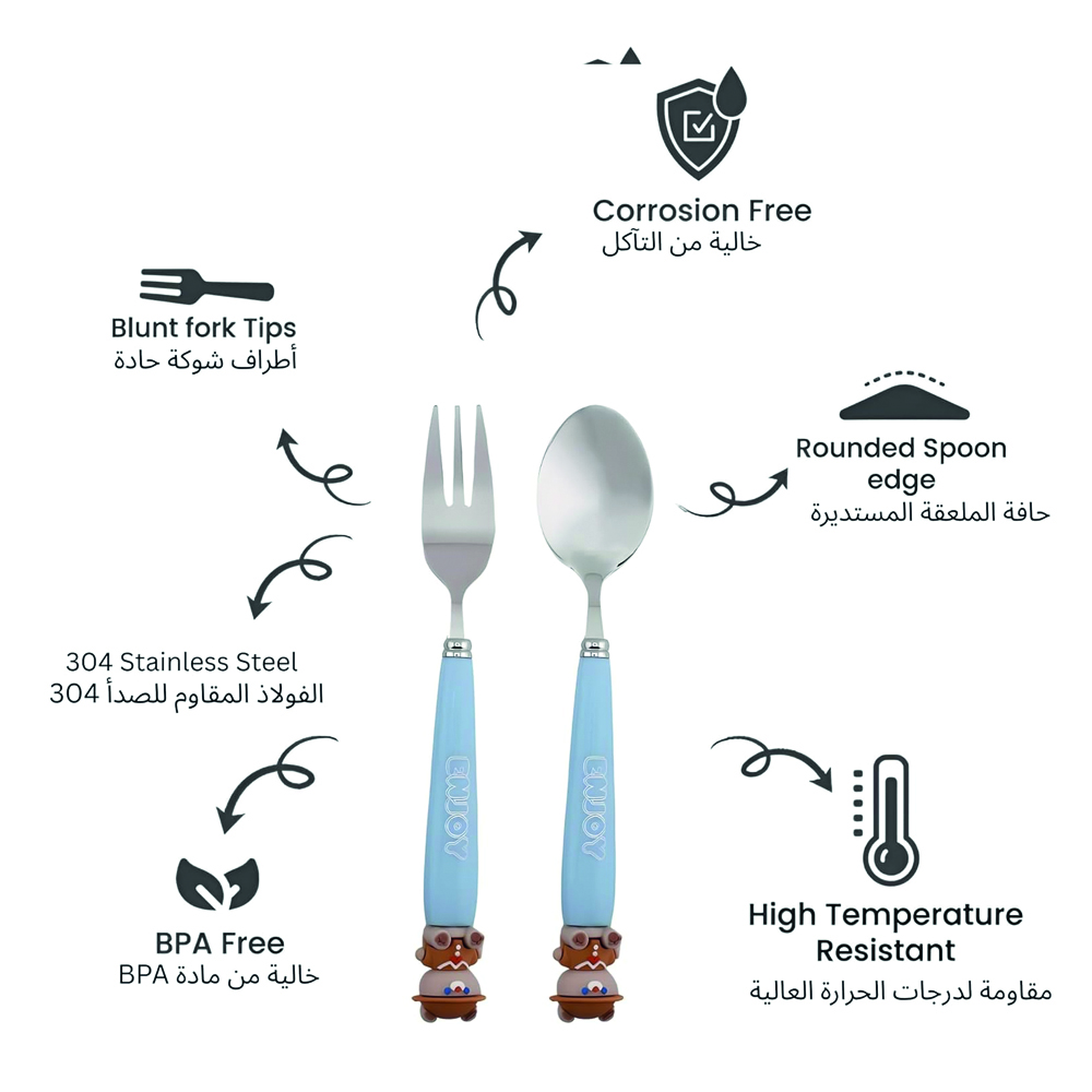 Cravista - Kids Doll Design Stainless Steel Cutlery Set With Case - 3 Pcs