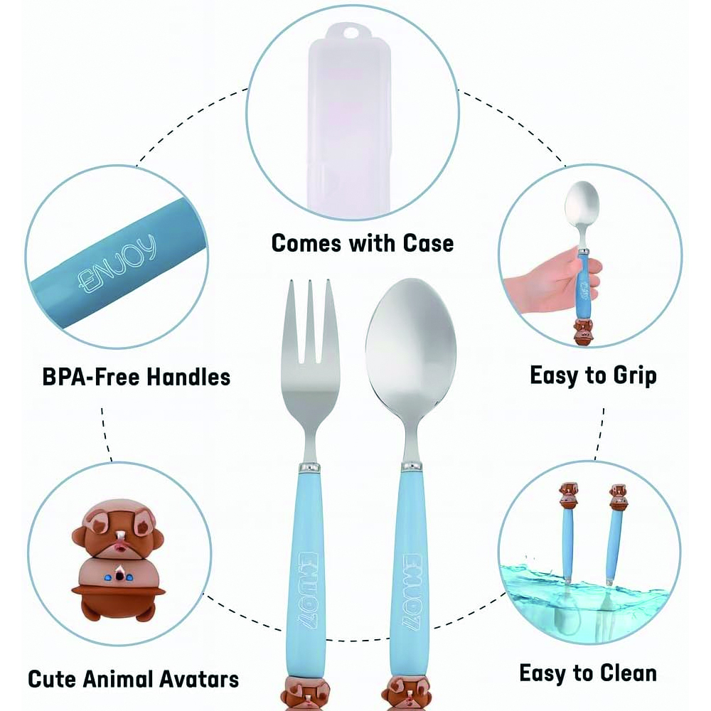 Cravista - Kids Doll Design Stainless Steel Cutlery Set With Case - 3 Pcs