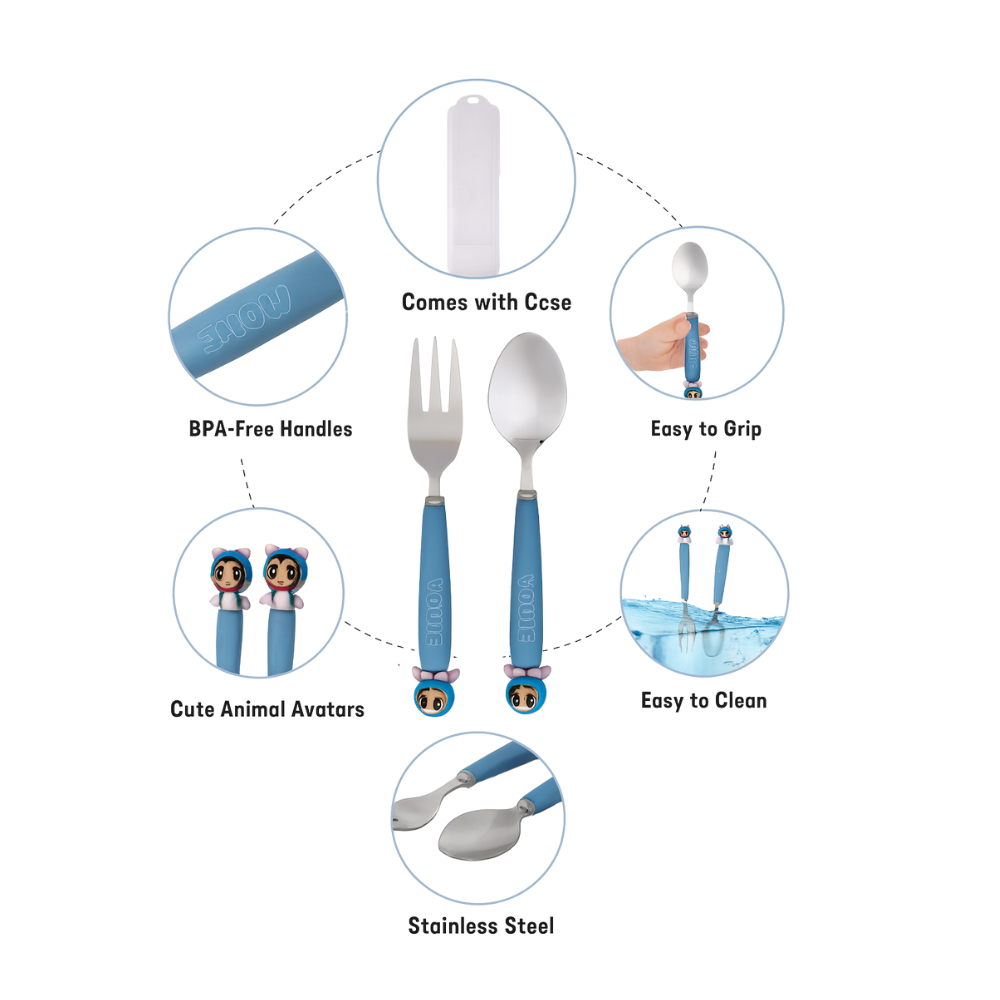 Cravista - Kids Arcade Adventure Stainless Steel Cutlery Set With Case - 3 Pcs