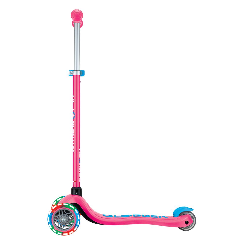 Globber - Primo Plus Lights 3-Wheel Manual Scooter - Fuchsia/Sky Blue