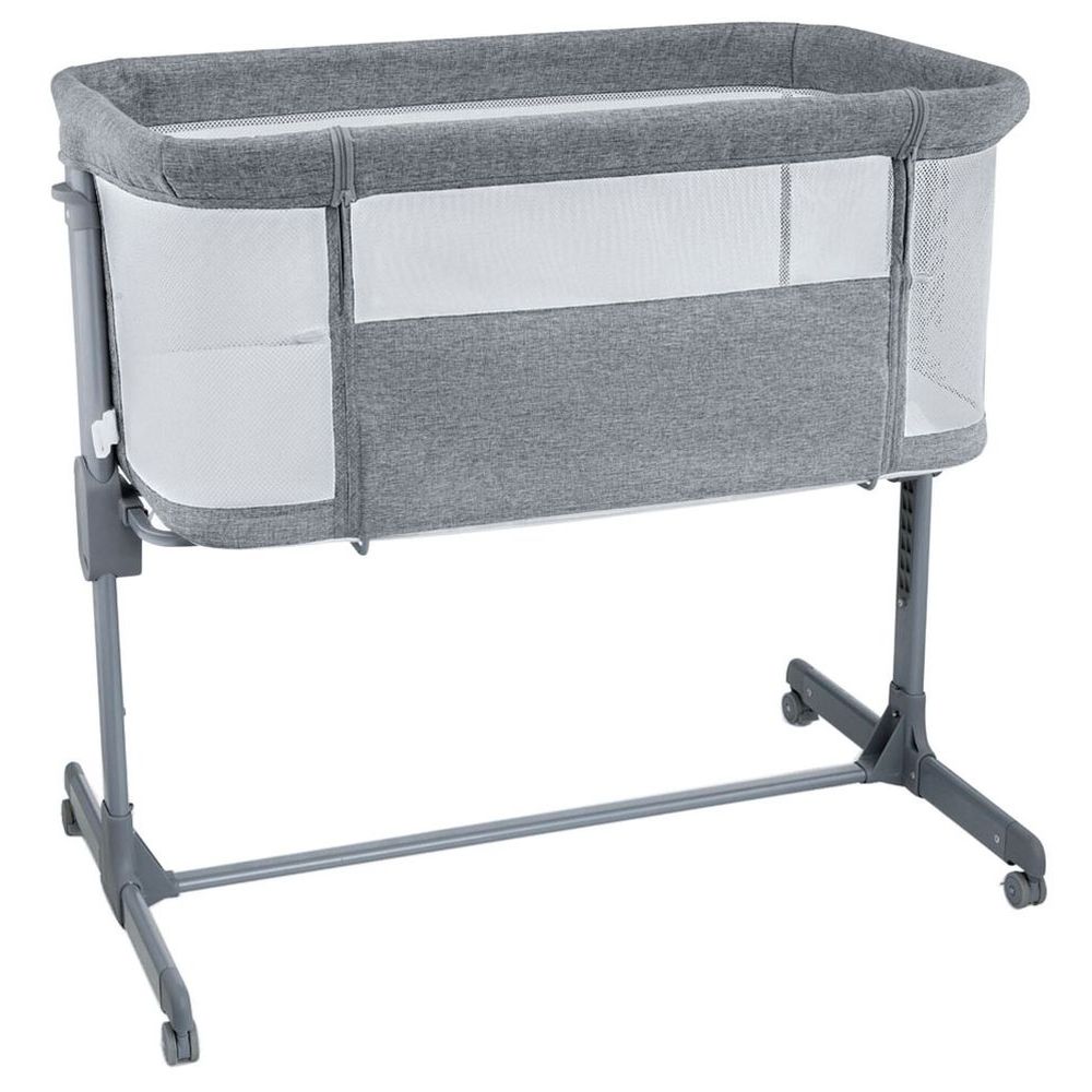 Bumble & Bird Adjustable Bedside Crib with wheels Grey