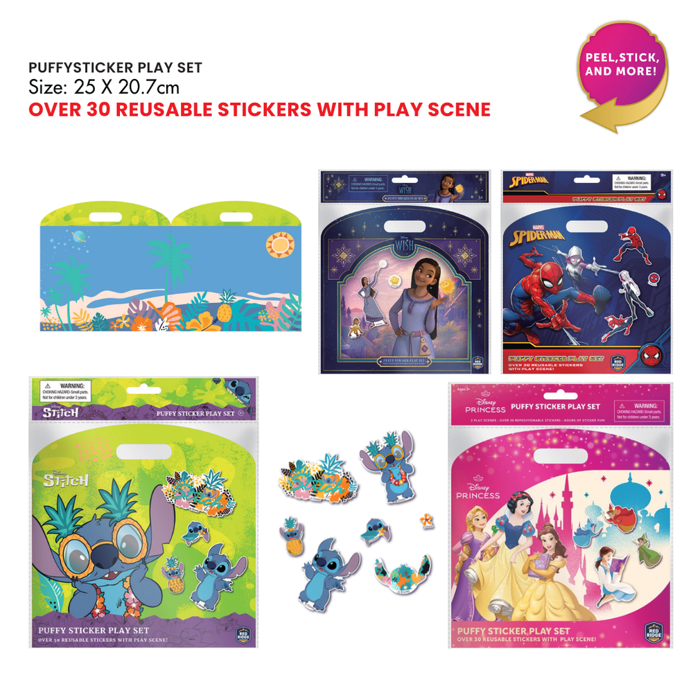 ديزني - مجموعة ملصقات ستيتش المنتفخة - 30 قطعة