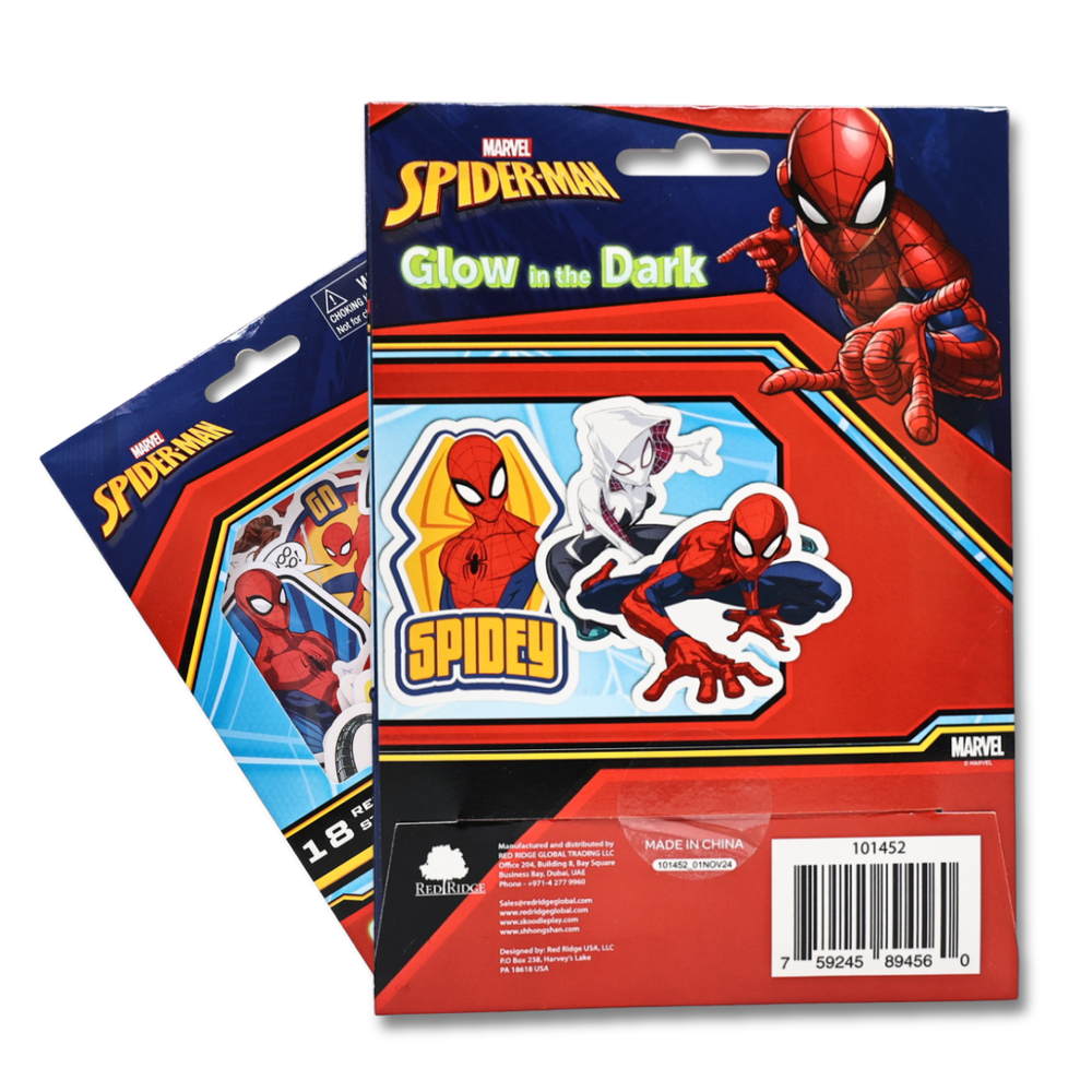 Marvel - Spider Man Glow-in-the-Dark Vinyl Stickers - 18pcs
