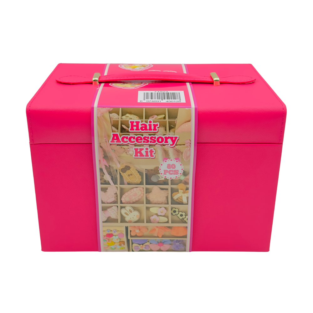ريدريج - طقم إكسسوارات شعر للبنات - وردي - 80 قطعة