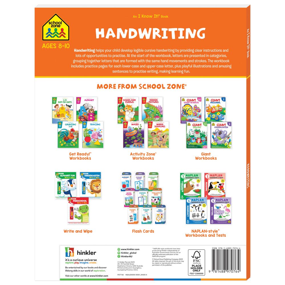 School Zone - An I Know It! Book: Handwriting 3-4