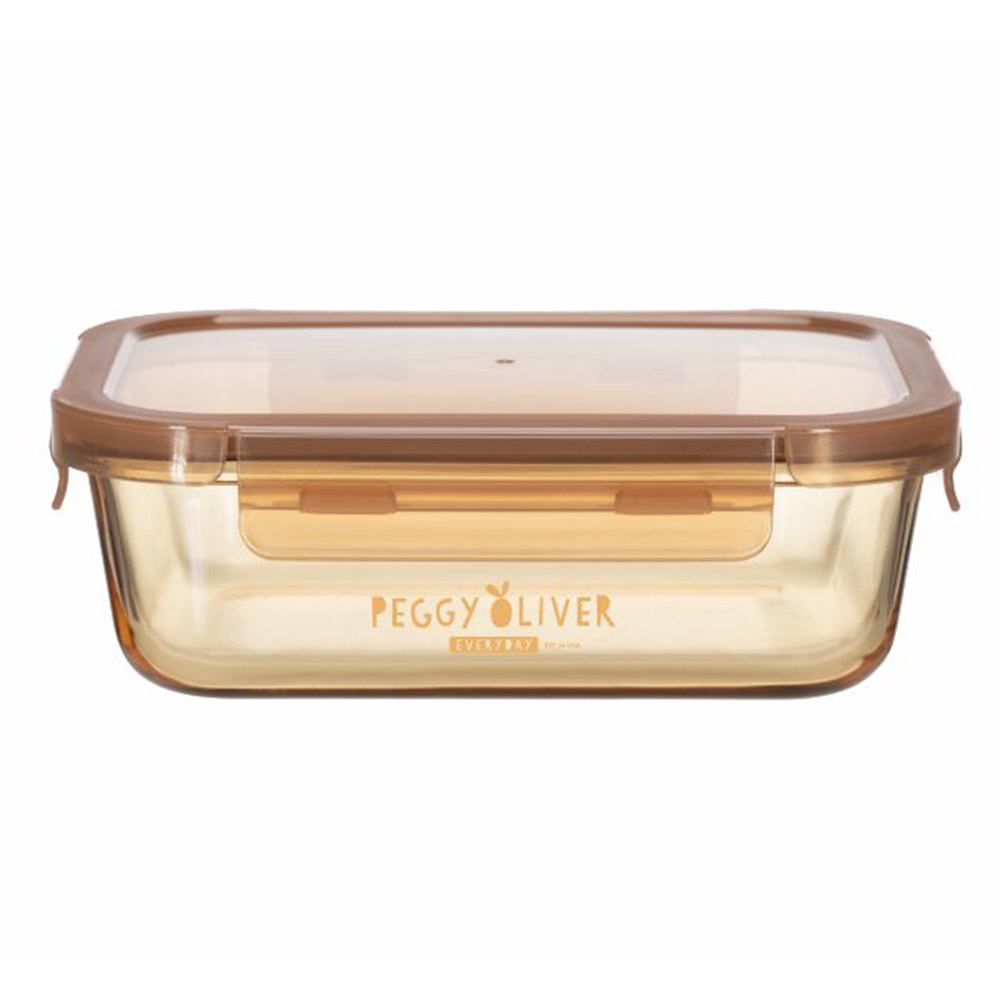 Peggy Oliver - Everyday Rectangle Glass Food Container With PP Lid - Amber