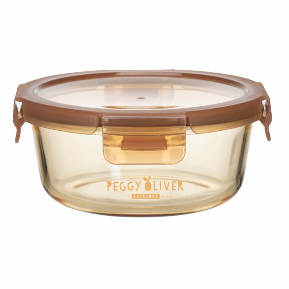 Peggy Oliver - Everyday Round Glass Food Container With PP Lid - Amber