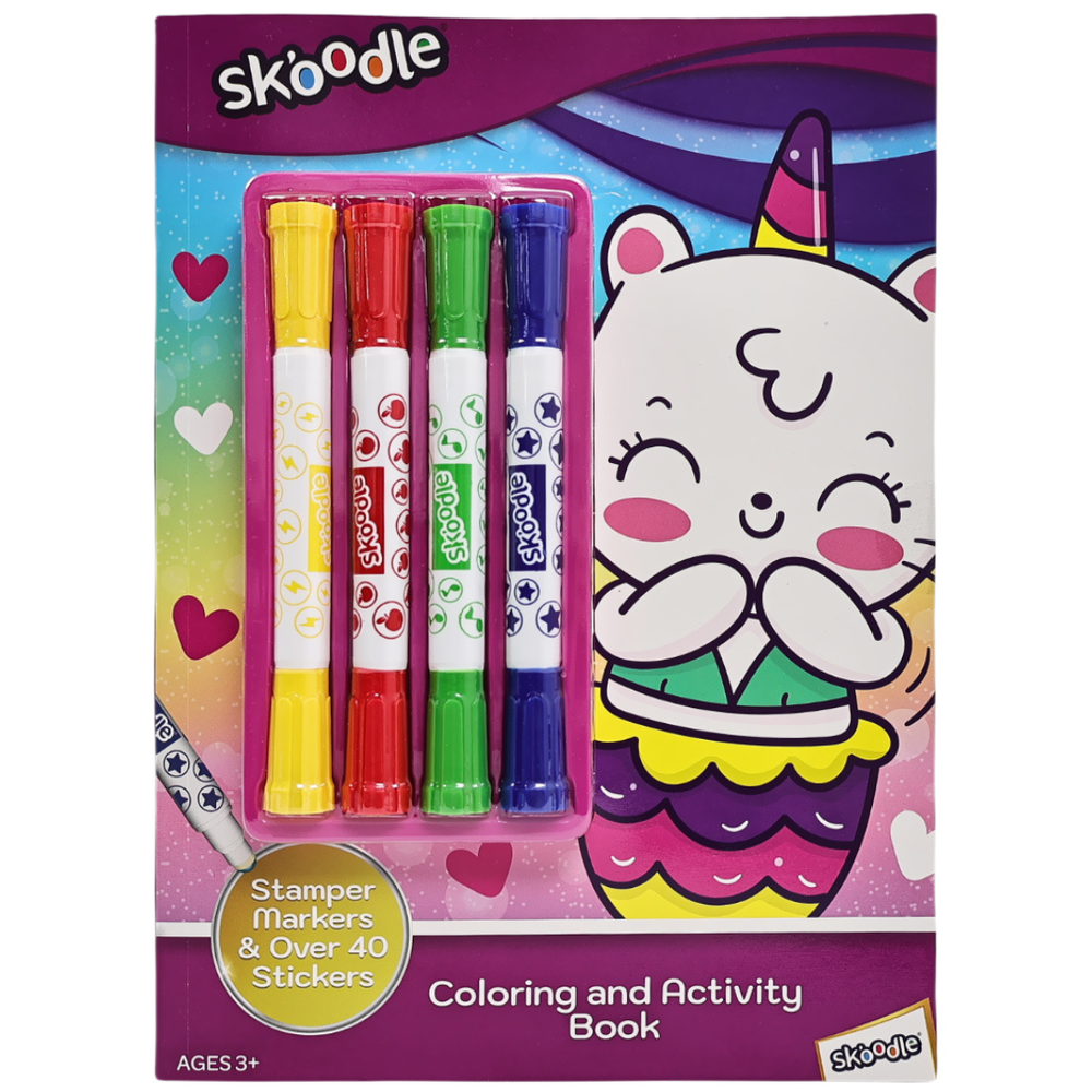 Skoodle Coloring & Activity Book With 4 Stamper Markers - Multicolor