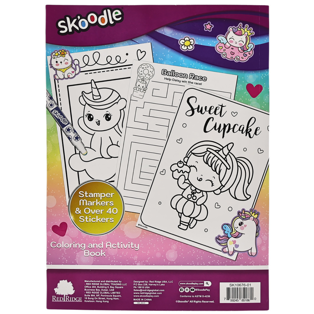 Skoodle Coloring & Activity Book With 4 Stamper Markers - Multicolor