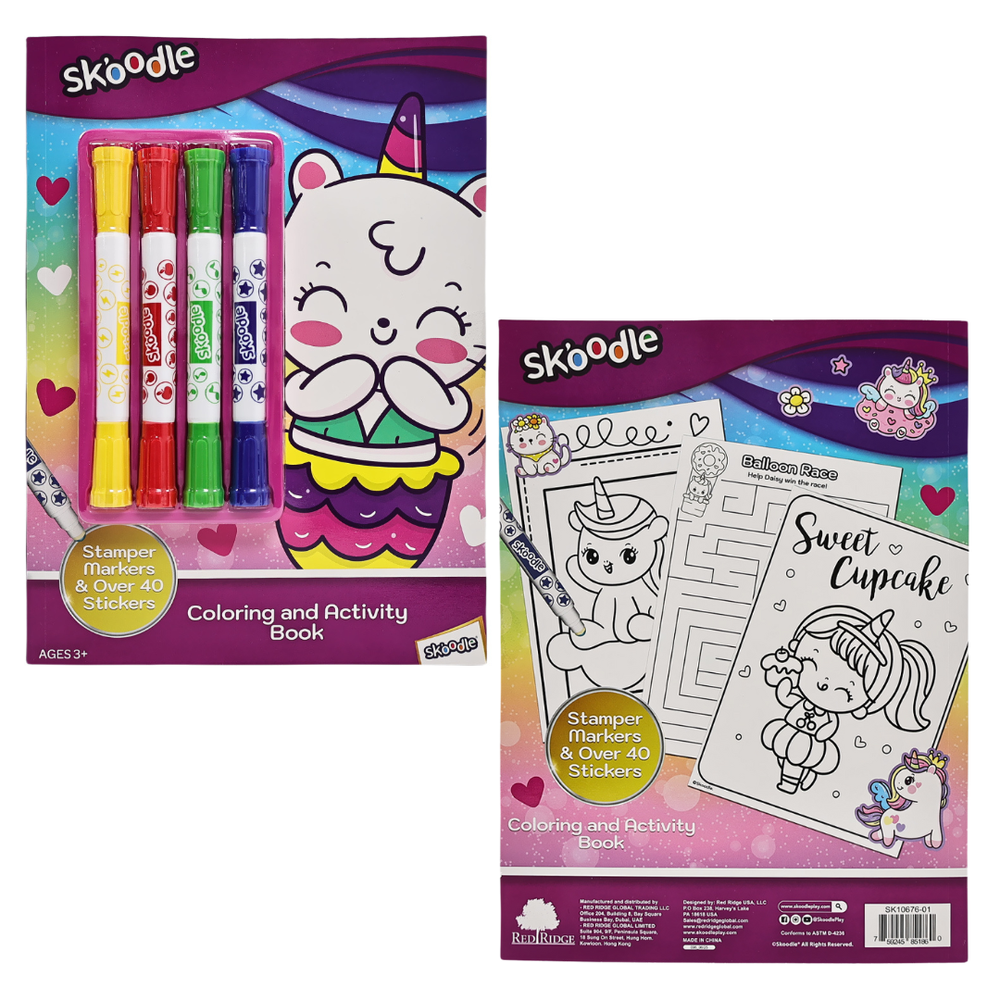 Skoodle Coloring & Activity Book With 4 Stamper Markers - Multicolor