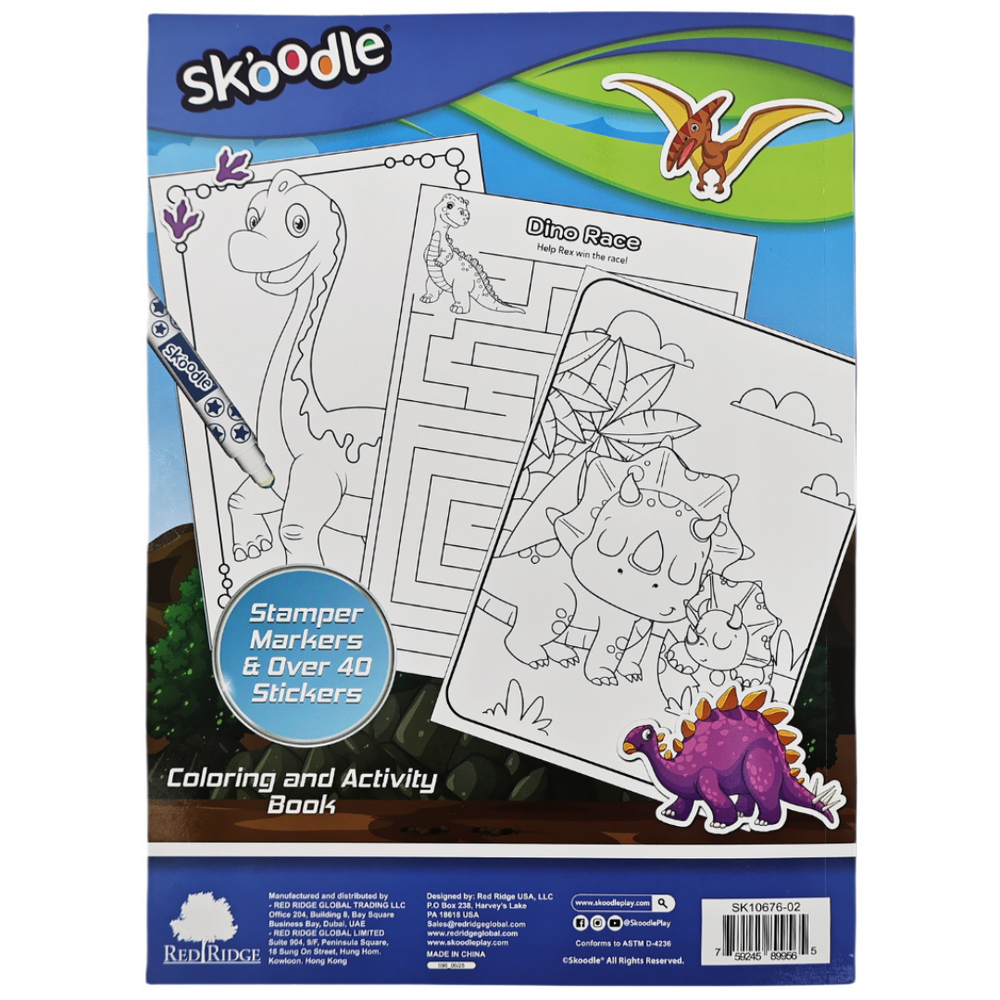 Skoodle Coloring & Activity Book With Stamper Markers - Dinosaurs