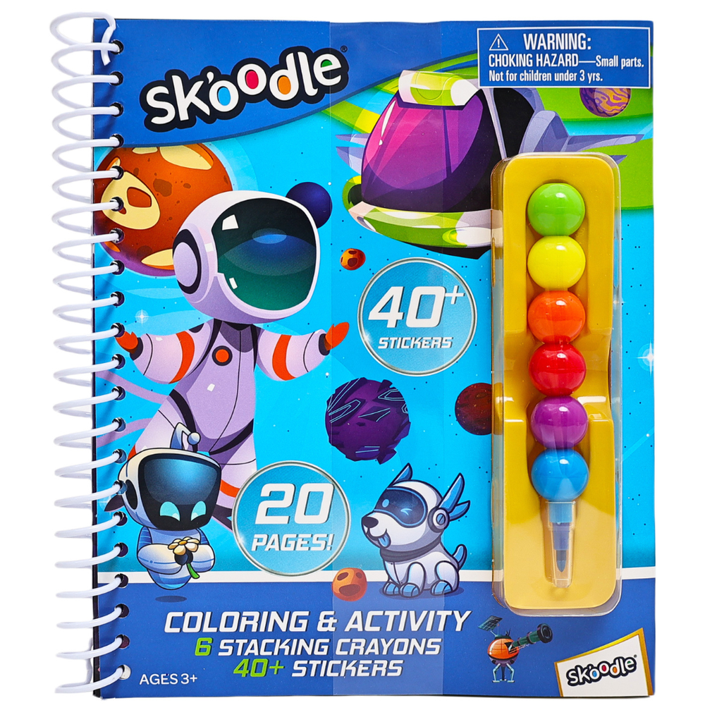 Skoodle Coloring & Activity Book With 6 Stacking Crayons Art Kit - Multicolor