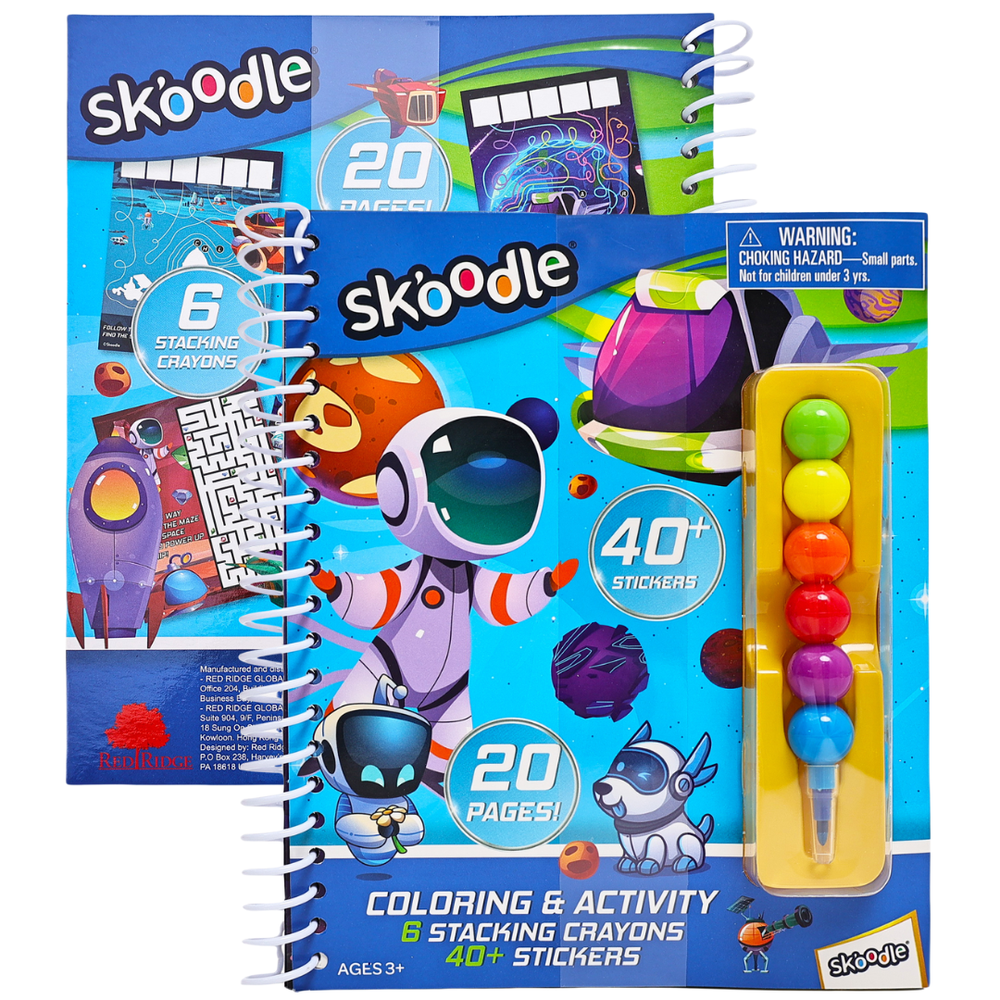 Skoodle Coloring & Activity Book With 6 Stacking Crayons Art Kit - Multicolor