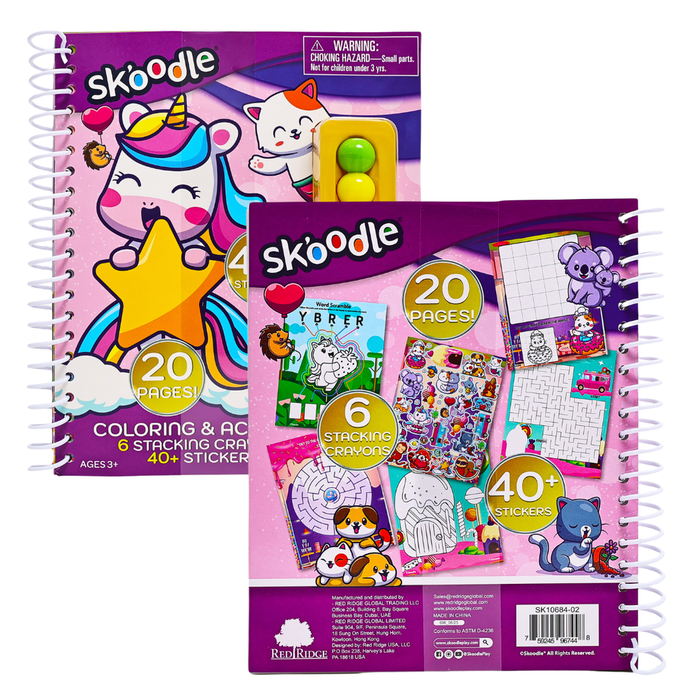 Skoodle Coloring & Activity Book With 6 Stacking Crayons - Multicolor