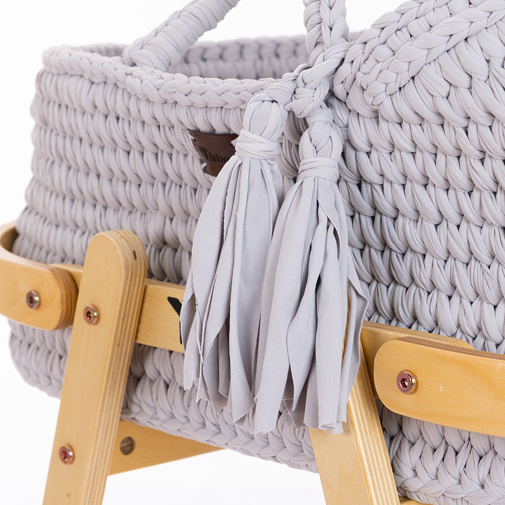 Teknum Rope Moses Basket With Stand - Multicolor