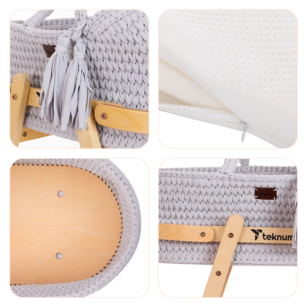 Teknum Rope Moses Basket With Stand - Multicolor