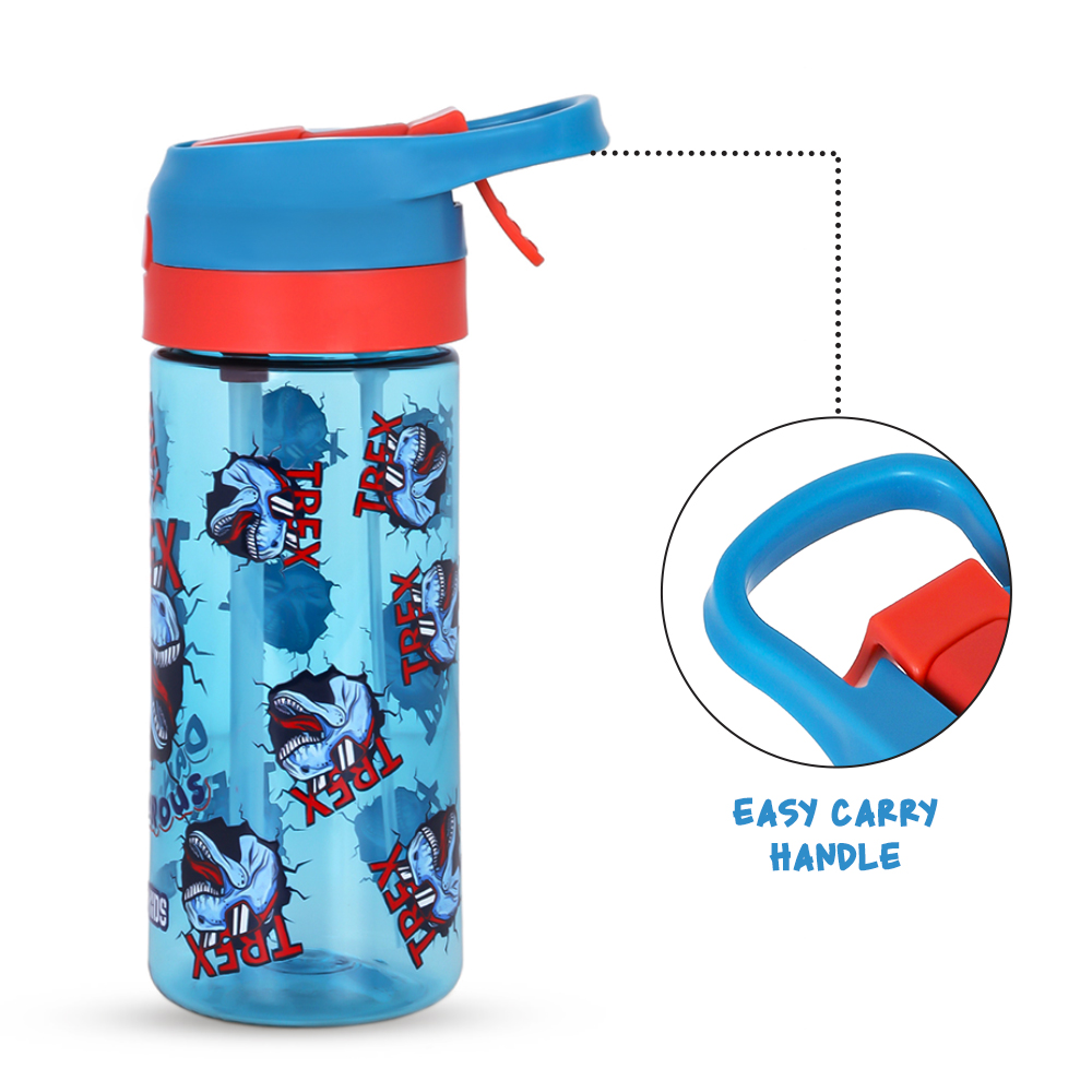Eazy Kids - Tritan Water Bottle with Spray - Dino - Blue - 420ml