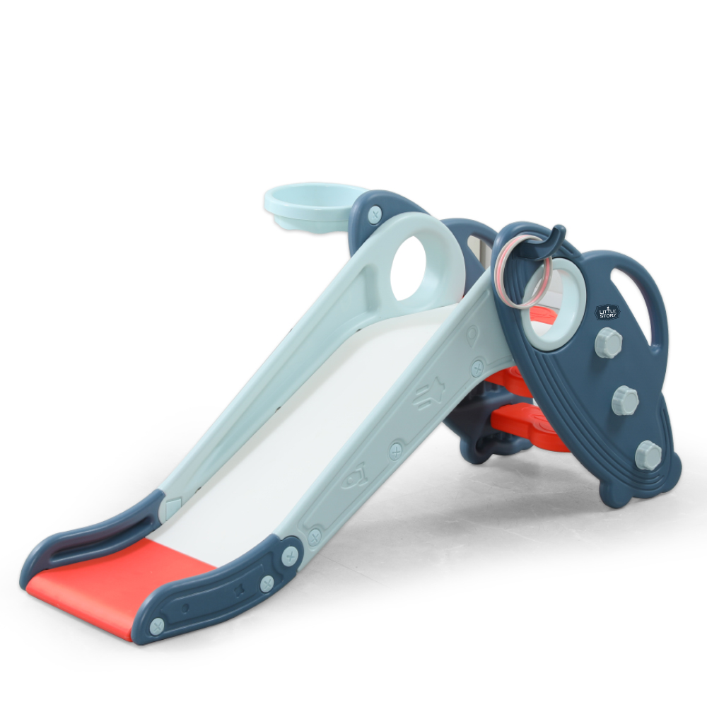 قصة صغيرة - لعبة 3 في 1 مع زلاجة وكرة سلة وحلقة - أزرق