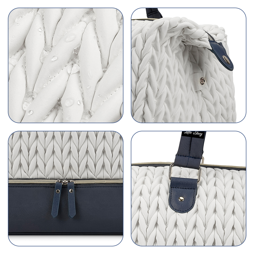 Little Story - Luxe Knit Diaper Bag With Clutch - Multicolor - 2 Pcs