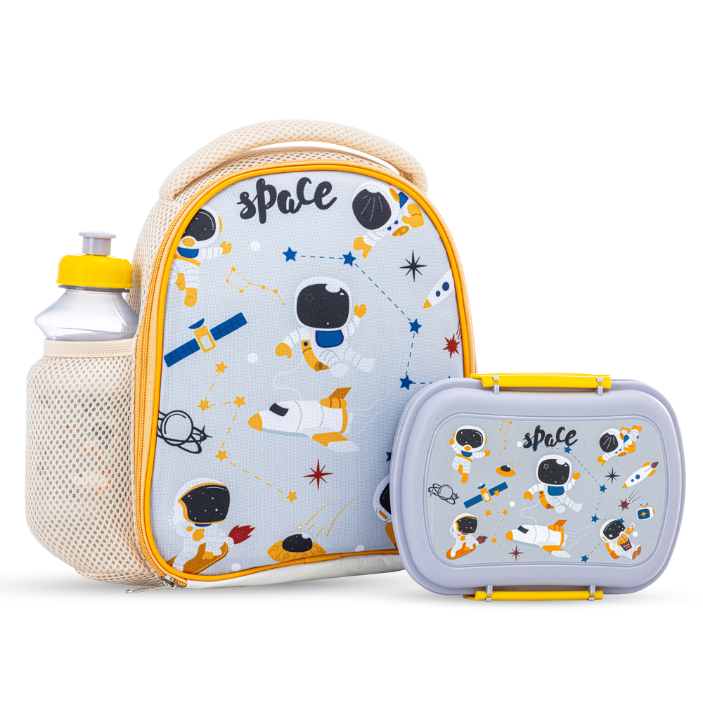 Nova Kids - Lunch Bag With Box & Water Bottle Set - Astronauts - 3 Pcs