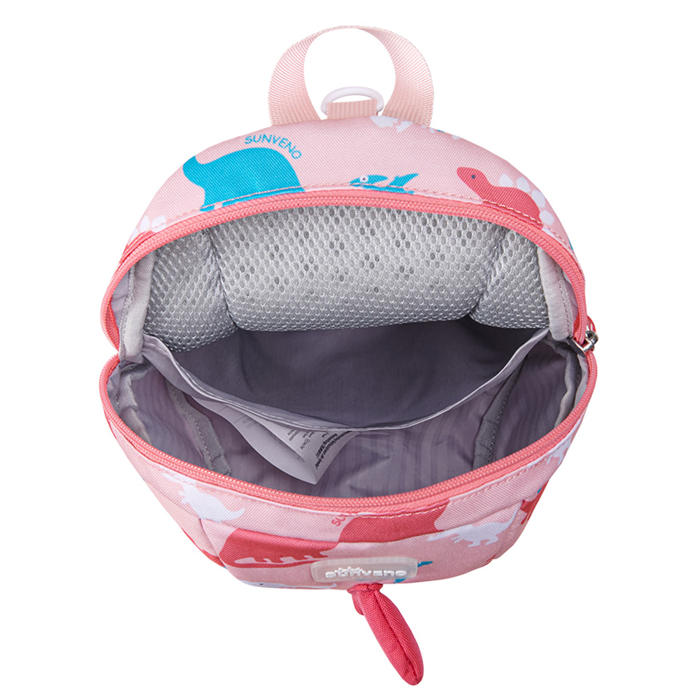 صن فينو - شنطة ظهر مع حزام أمان - وردي ديناصور - 10.6 إنش/27 سم