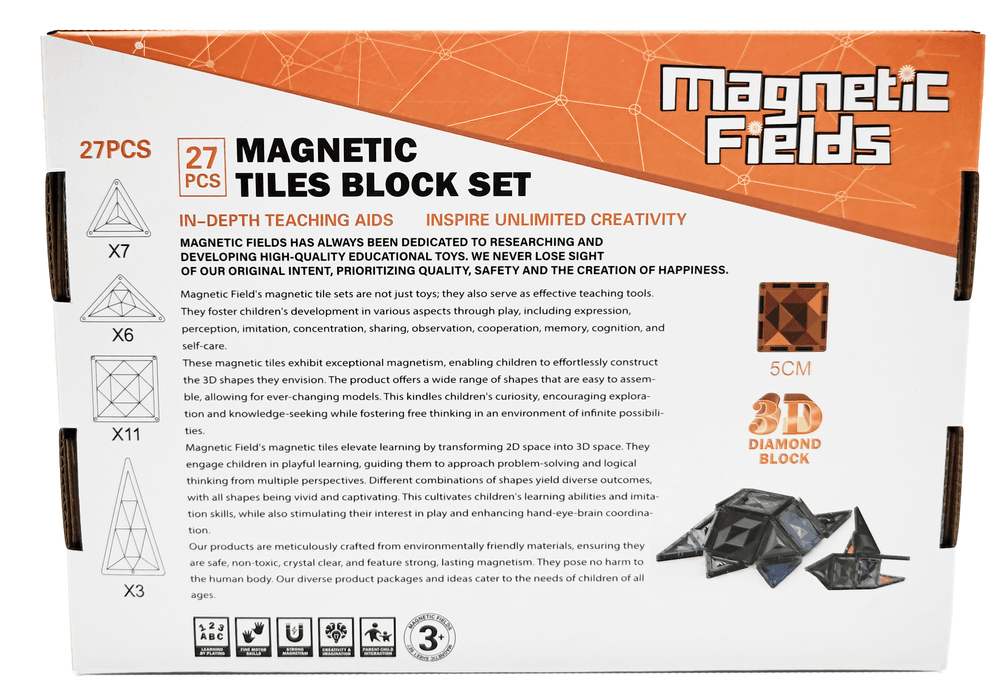 ماغنيتيك فيلدز - مجموعة مكعبات مغناطيسية لتركيب القلاع - 27 قطعة