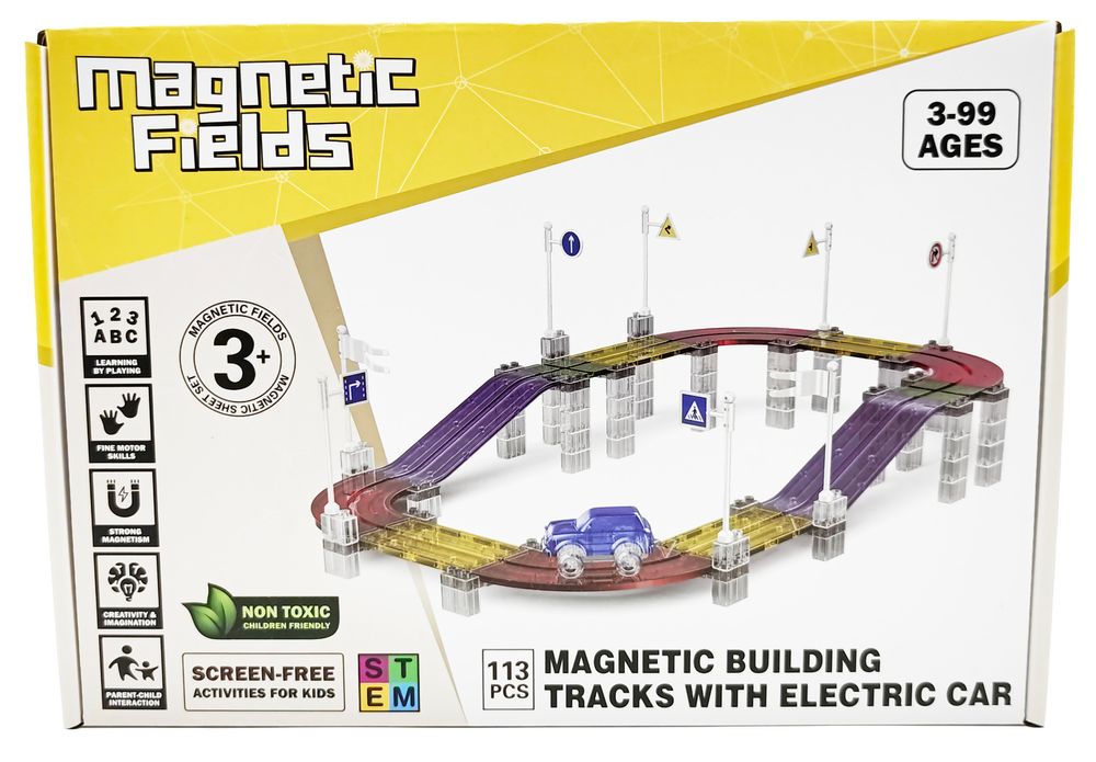 Magnetic Fields - Magnetic Building Tracks With Electric Car - 113 Pcs