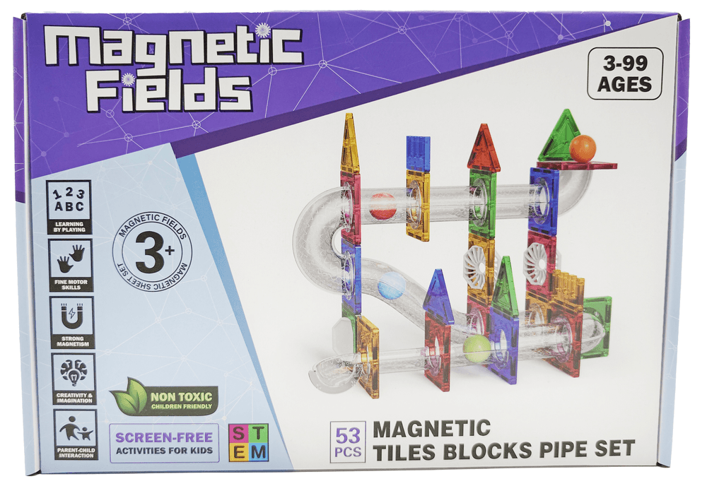 Magnetic Fields - Magnetic Tiles Blocks Pipe Set - 53 Pcs