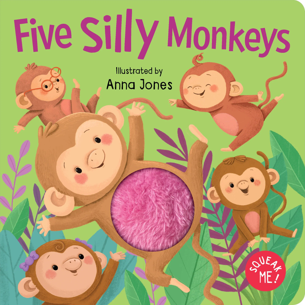 Edu Fun - Squeaky Plush Board Book - Five Silly Monkeys
